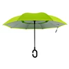Auto Open Windproof Double Layer Standing Inverted Umbrella with Comfortable C Handle