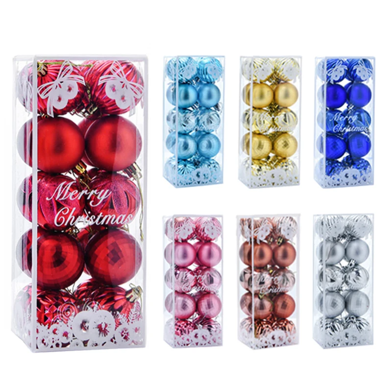 New Products Novelty Christmas Gift Plastic pink Ornaments Christmas Decoration Tree Balls Colored Set factory