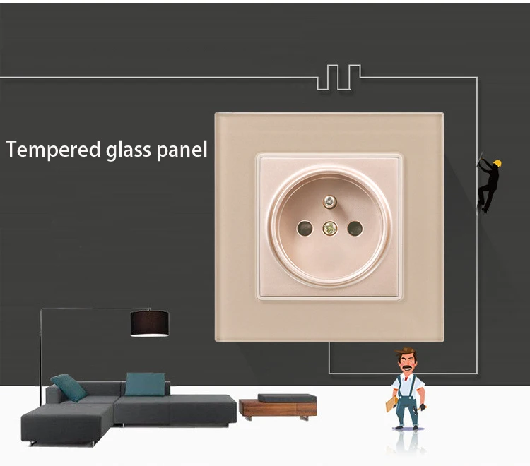 France Socket Eu Electrical Wall Socket 16a Tempered Glass Panel Eu Socket France Plug Buy