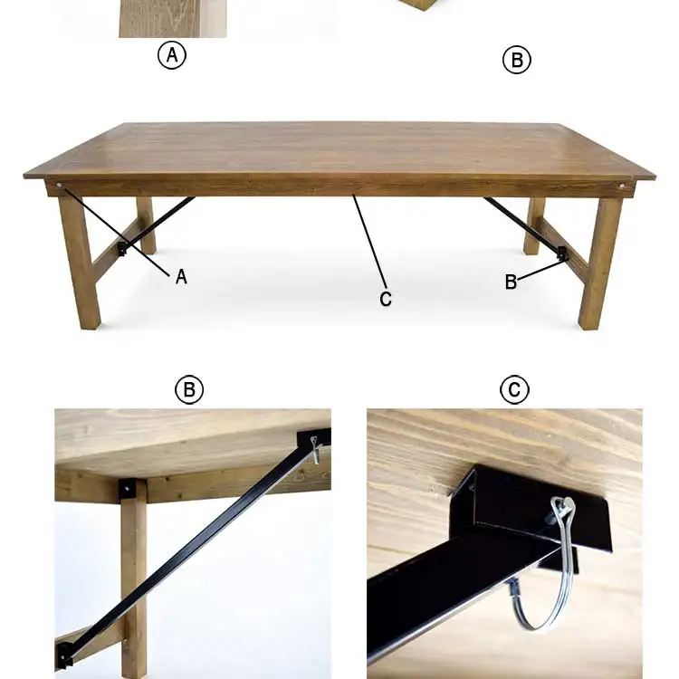 96x40 质朴的松木折叠桌上农场的交叉背椅子和桌子