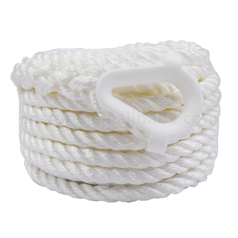 Hot Selling 3 Strand Twisted Anchor Line with Nylon Thimble Boat Mooring Rope