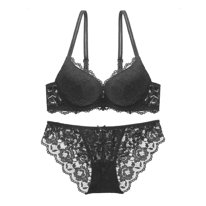 Womens Floral Sexy Lace Bra And Panty Set Push Up Bra Fashion Ladies ...