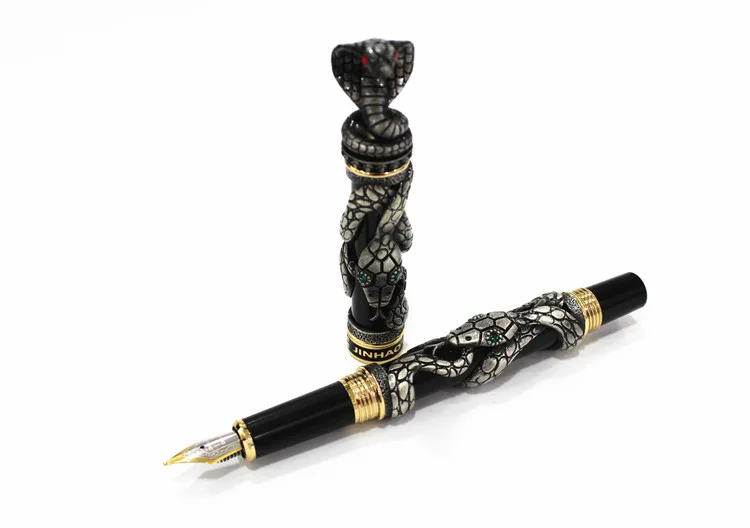 Collection design 3D snake pen luxury metal heavy pen Jinhao calligraphy medium-fine iridium snake fountain pen for souvenir