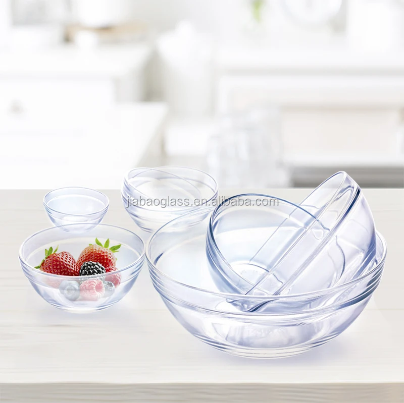 厨房玻璃碗水晶透明玻璃碗玻璃搅拌碗玻璃器皿沙拉水果餐具晚餐套装