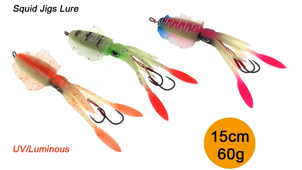 Fishing Soft Lure Luminous Squid Jig Fishing Lures Octopus Calamar Bait HOT SALE