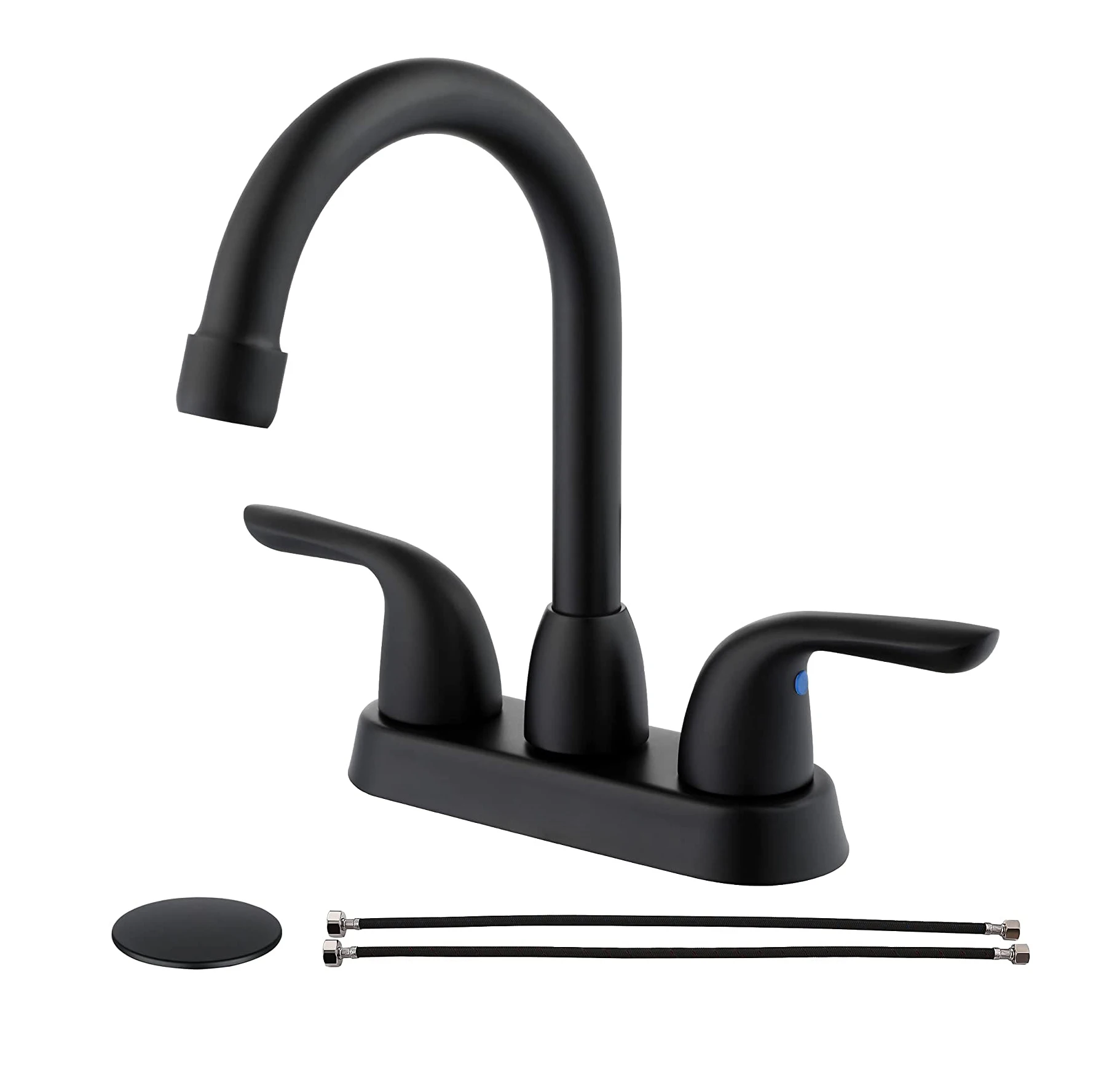 2 Handle Bathroom Faucet Black 4 Inch Black Bathroom Sink Faucet ...