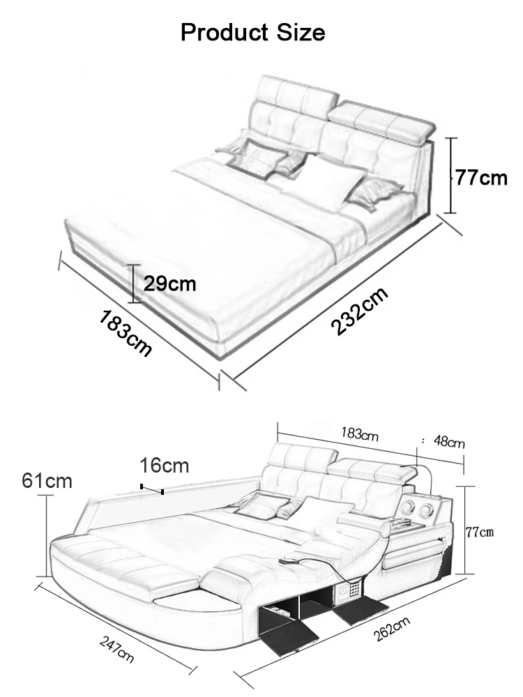 multifunctional bed modern multifunctional bed leather bed storage bed