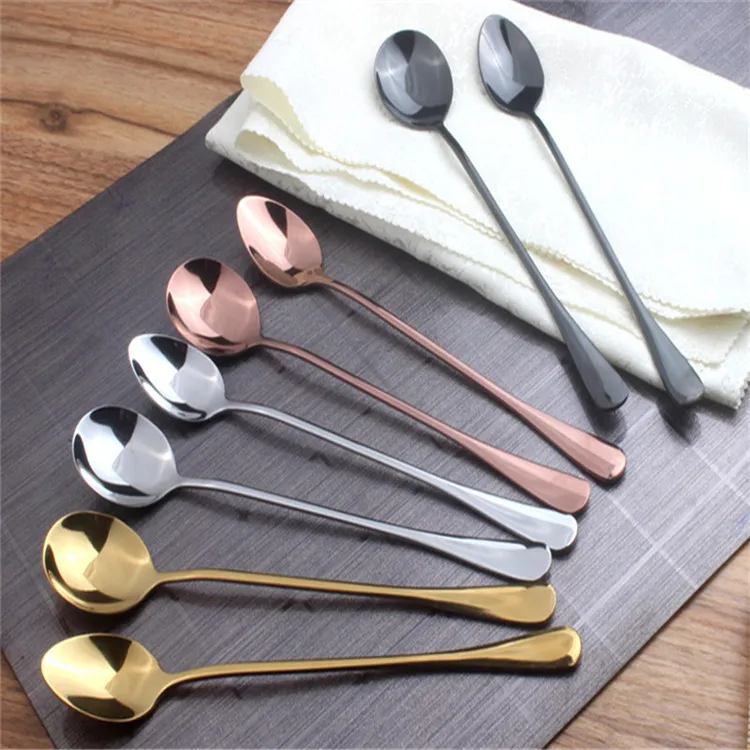 Creative Stainless Steel Long Handle Electroplating Coffee Stirring