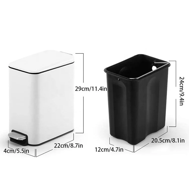 Garbage Cans Rectangular Stainless Steel Step Trash Can W/ Inner Bucket ...