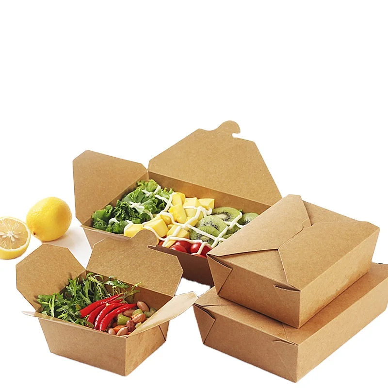 Baiyue Kraft Lunch Meal Food Take Out Paper Box Containers Folding For ...