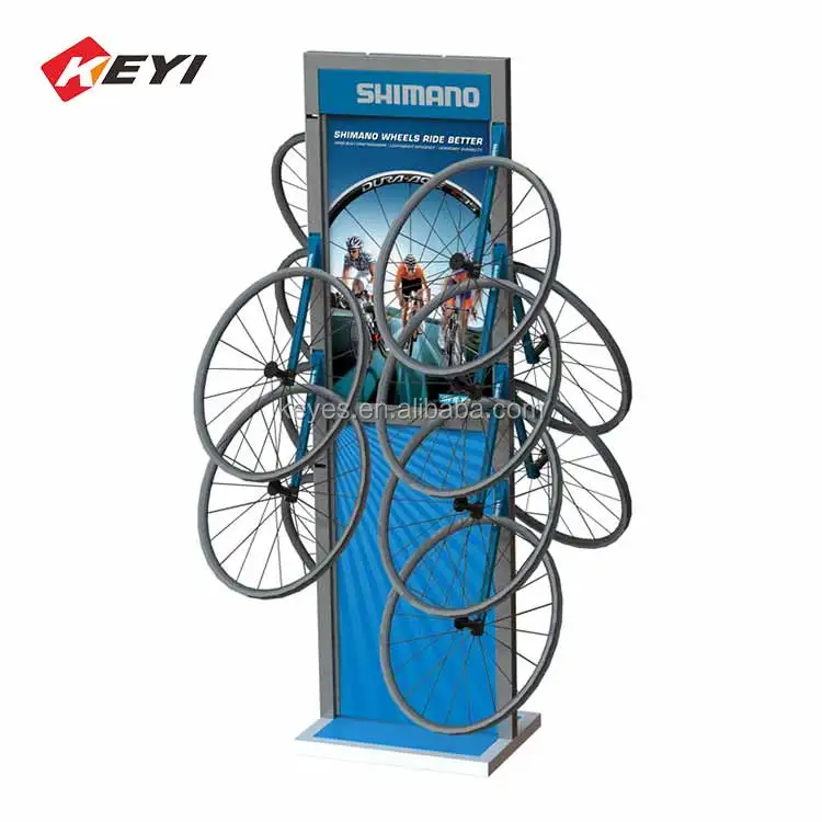 Customized Retail Shop Floor Metal Bicycle Tire Display Rack