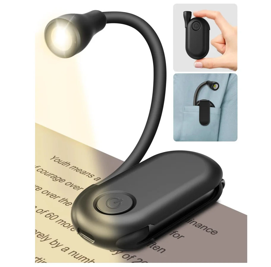 Mini Reading Light Mini Rechargeable Reading Light Clip on Book/Collar, Night Shift for ...