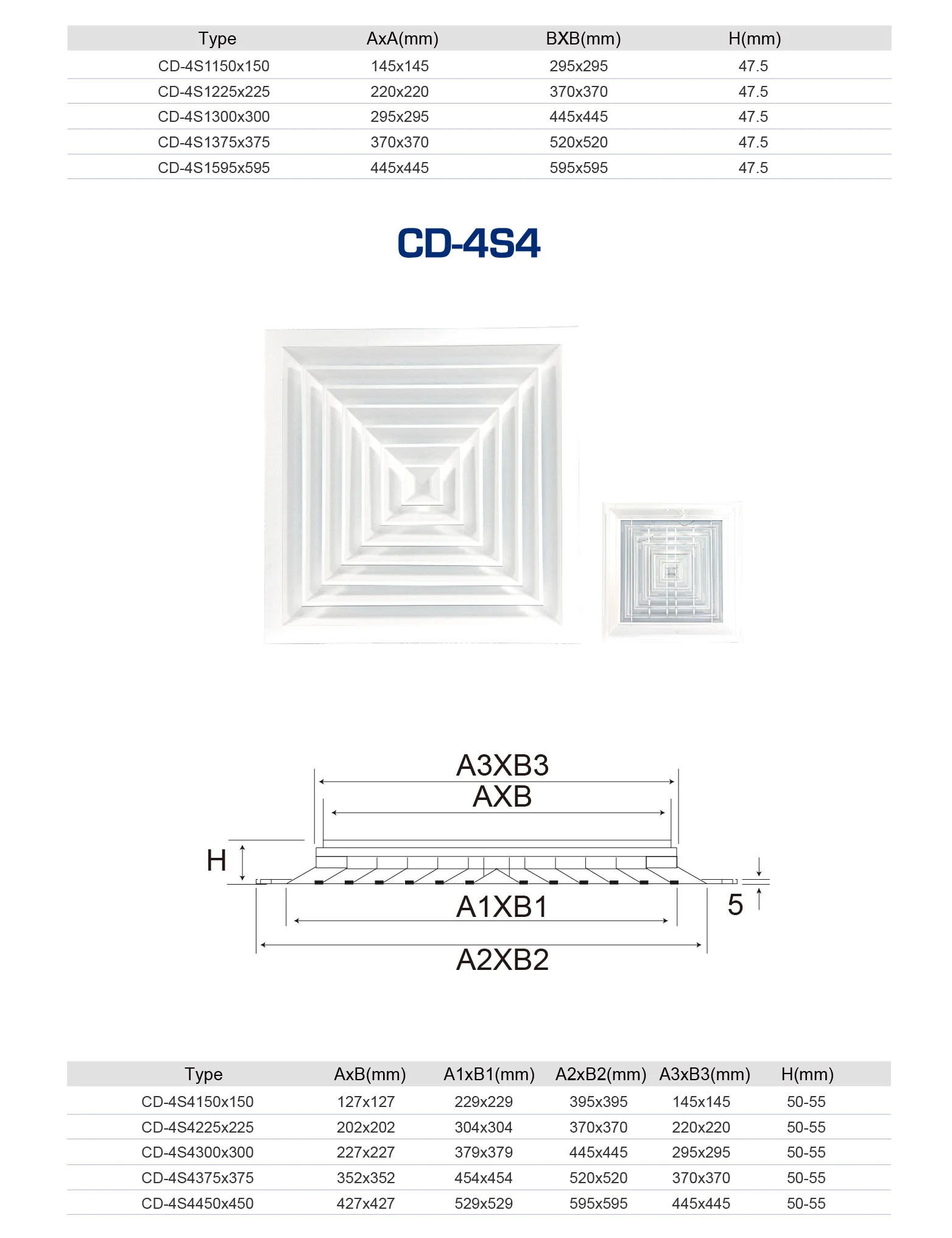 4 Way Square Wall Diffusers for Air Conditioning Ventilation-Modern ...