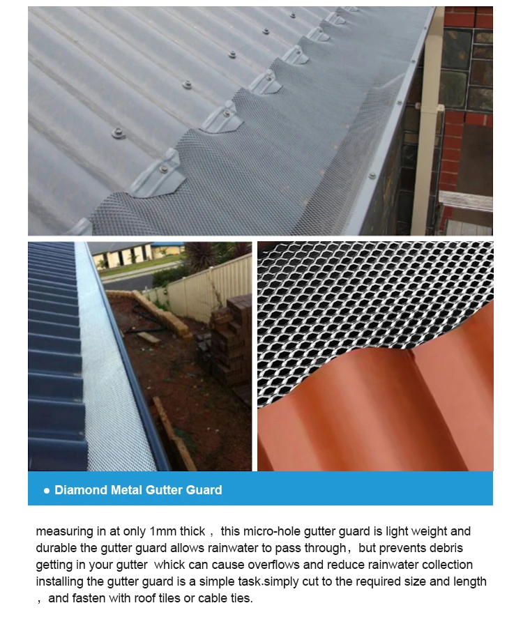 Aluminium Leaf Guard Expanded Aluminum Metal Mesh Gutter Leaf Guards