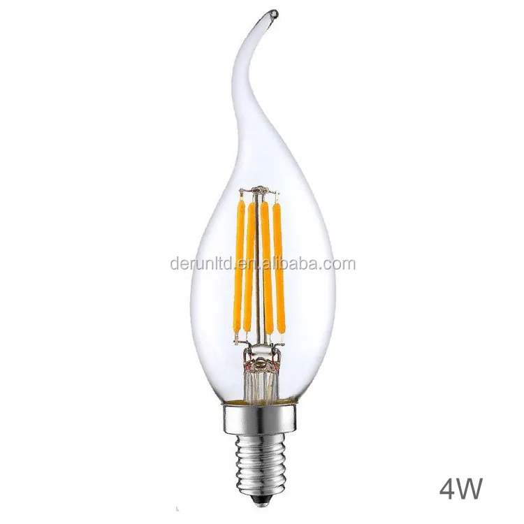 Free Sample Ce Rohs Dimmable Led Filament Tailed Bulb Cal35 2w 4w 5w 6w