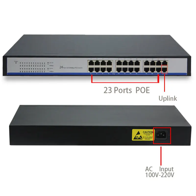 24 Ports 24v Passive Poe Switch 10/100mbps 45+ 78 With Vlan Function