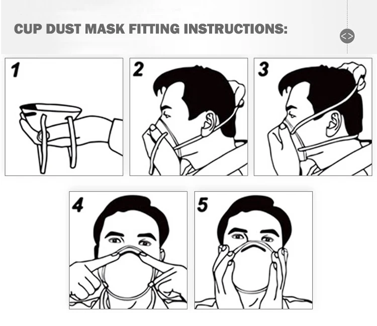 CE FFP3 active carbon protective safety face dust mask without valve.