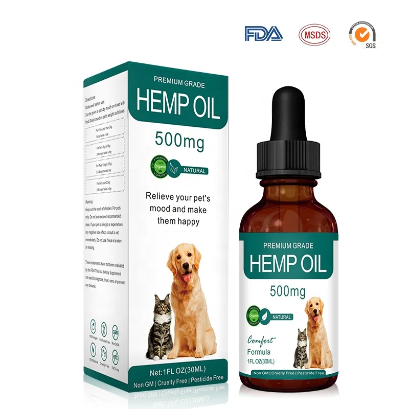 High Quality Food Grade Pets Hemp Seed Oil 500mg Full Spectrum Hemp Essential Oil Pure Hemp Oil