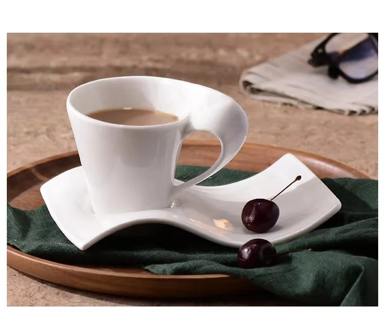 Factory Wholesale Smart Drinkware  Porcelain Coffee Cup Set  Ceramic Cup with Saucer for Latte Expresso Cappuccino details