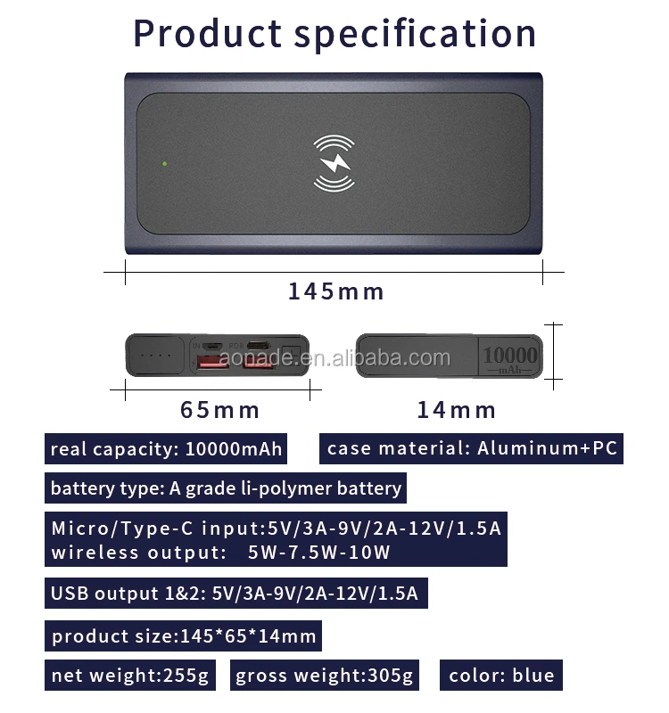 New arrival 2020 Double fast charging PD18W power bank 10000mah with 10W wireless charger - ANKUX.COM