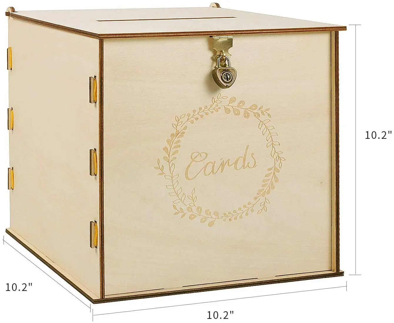 Wooden Wedding Card Box With Security Heart Lock Rustic Wedding