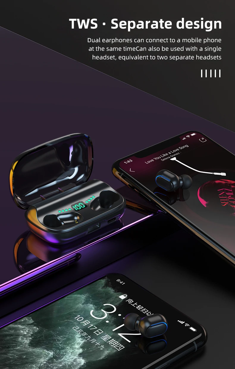 2020 hot sale T11 TWS Wireless Headphones Bluetooths 5.0 In-Ear Earphone 1800mAh Stereo Earbuds IPX5 Sport Waterproof Headset - ANKUX.COM