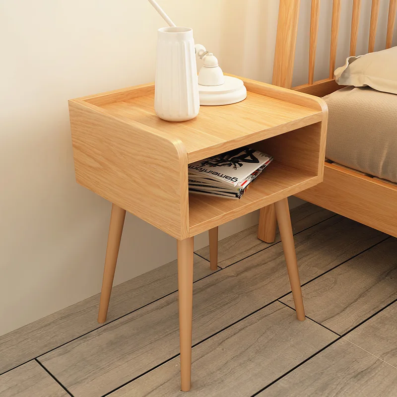 product-wood storage Bedroom furniture good quality space saving soild wooden bedside High footed ni