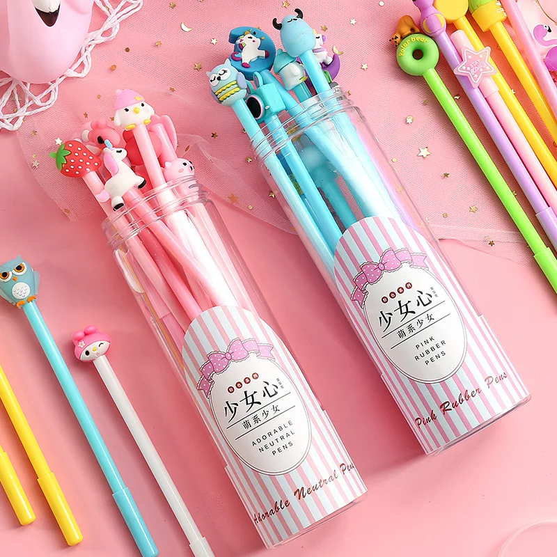 Cute Korean Cartoon Animals Design School Student Gel Pens Set ...