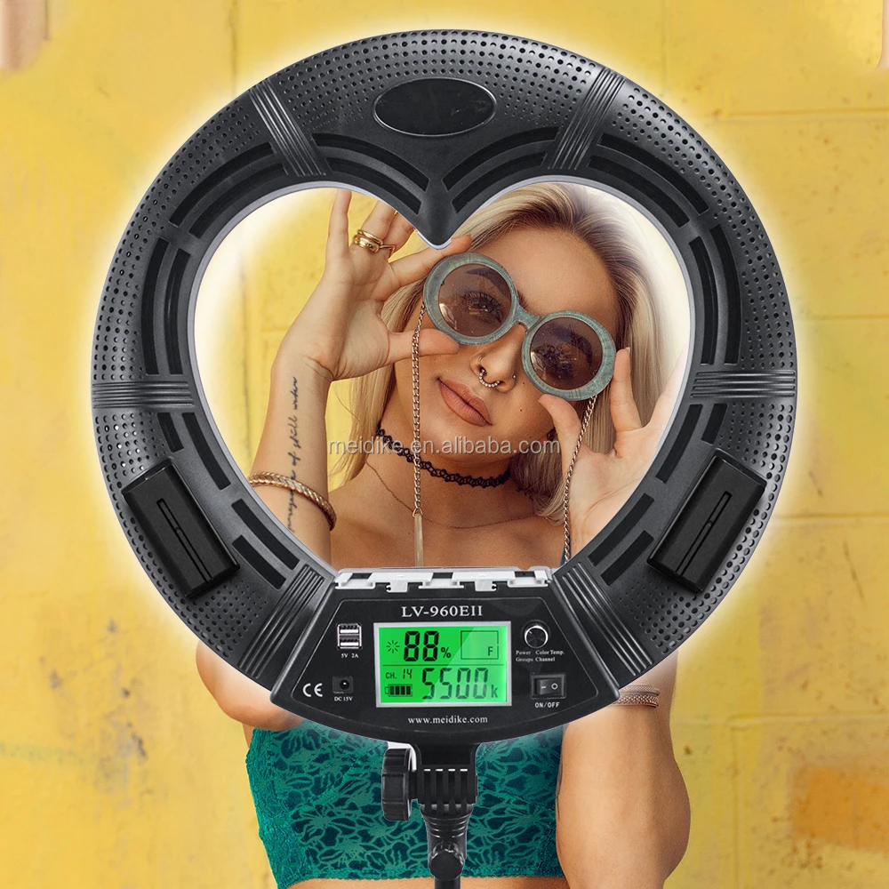 With remote heart ring! Dimmable smd led ring lighting for Youtube Live Streaming  Yidoblo LV-960E Makeup camera led ring light