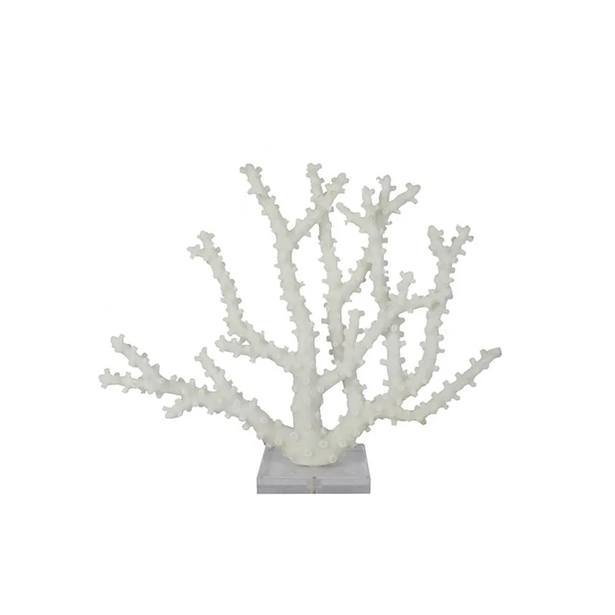 Resin white coral decorations with acrylic base accessories manufacture