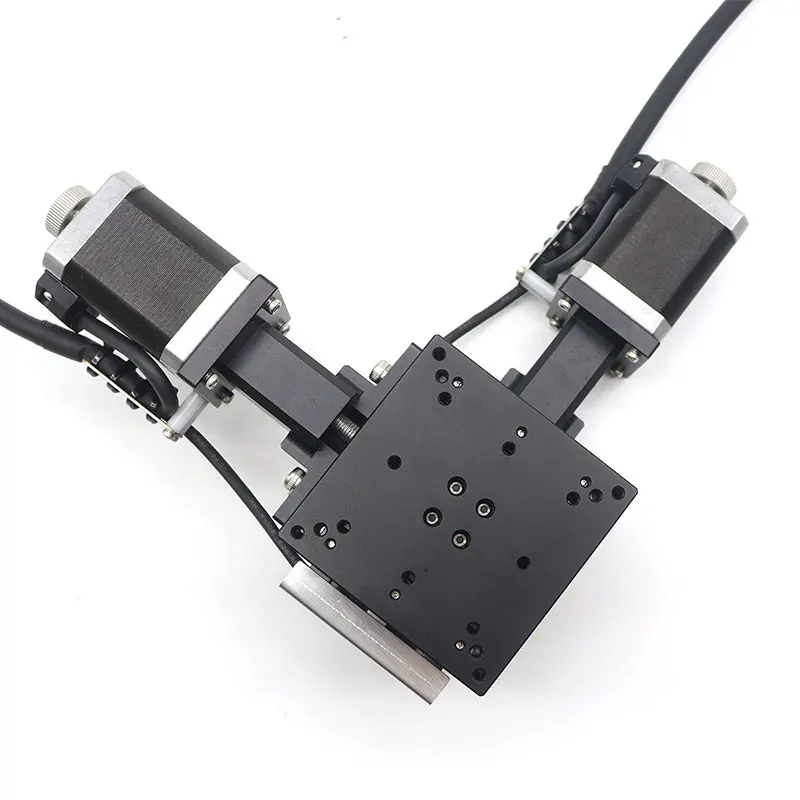 product electric motor driven aluminum displacement platform fine tuning xy axis workbench precision moving cross slide-13