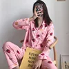Women Pajamas 5 Pieces Satin Silk Home Clothing Embroidery Sleepwear with Chest Pads