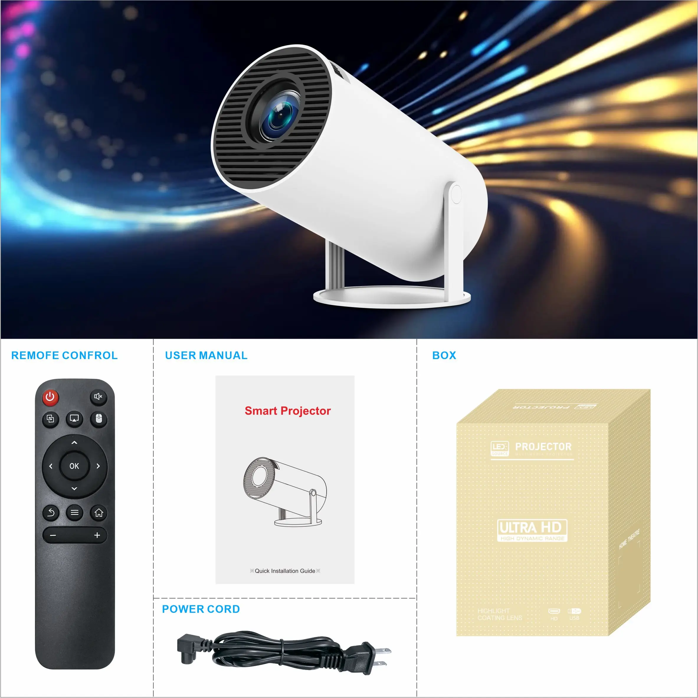 HY300 Pro Smart 4K Projector - Android 11, Dual Wi-Fi 6, 720P