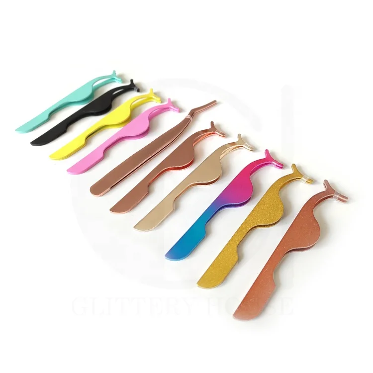 Lash Applicators Wholesale Rose Gold Pink Black Eyelash Tweezers 