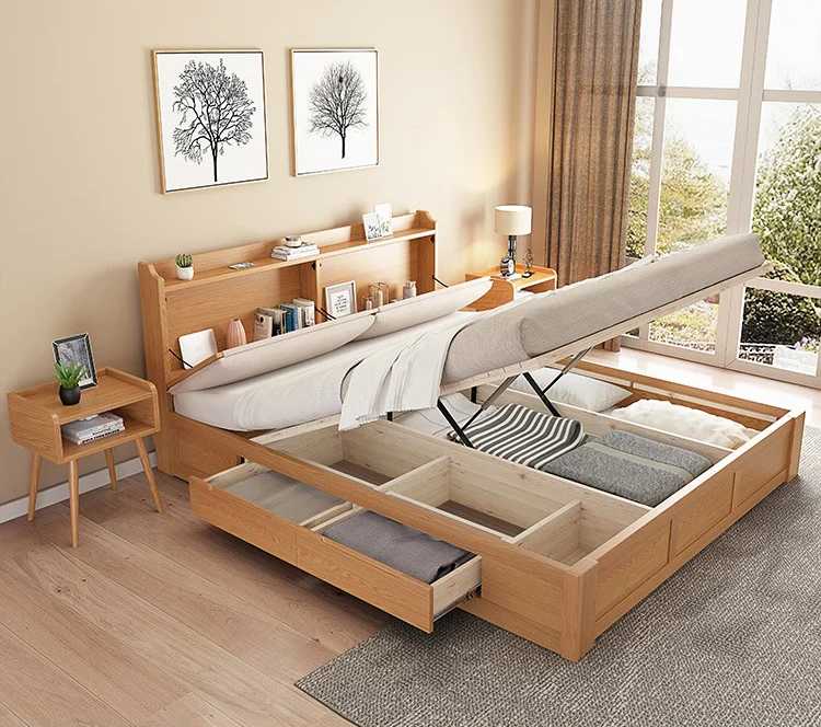 product-BoomDear Wood-Boomdeer 2019 Latest Storage Bed Furniture Wooden Double Bed Designs with Box -2