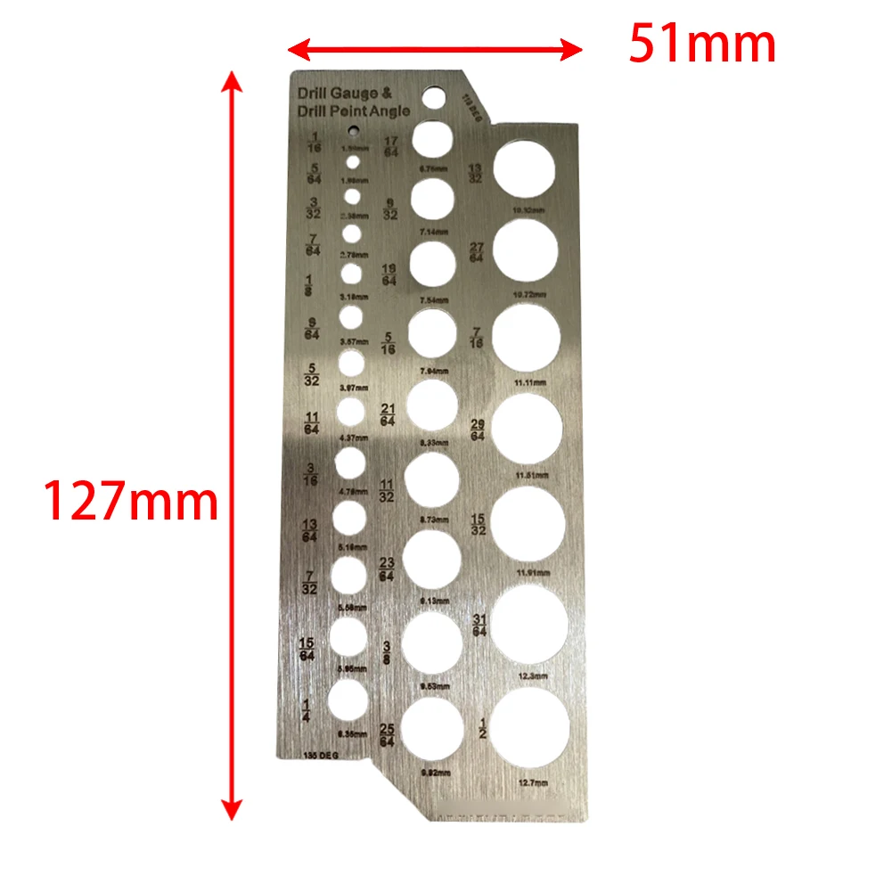 Drill Diameter Measuring Gauge Stainless Steel Drill Bit Silver High