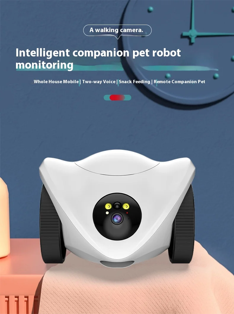 Smart 2MP IP Camera Dog Cat Cartoon Design Remote App Control 2Way Voice Intercom AI Tracking Food Feeder Pet Playing Equipment
