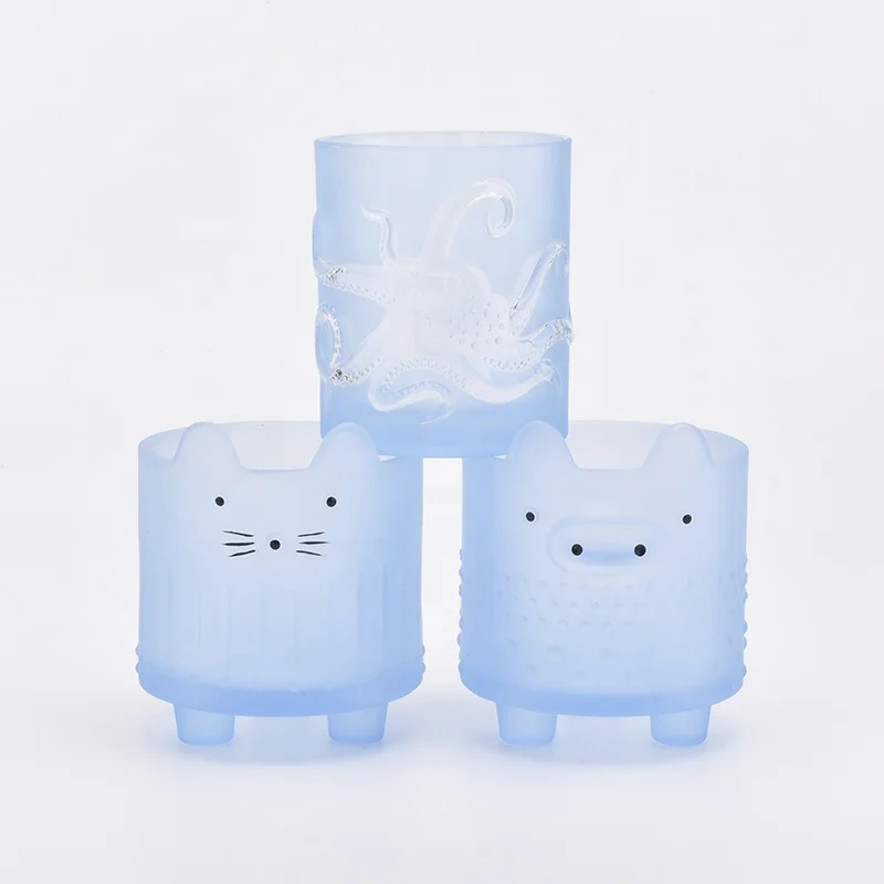 Frosted pig shape glass candle containers wholesales