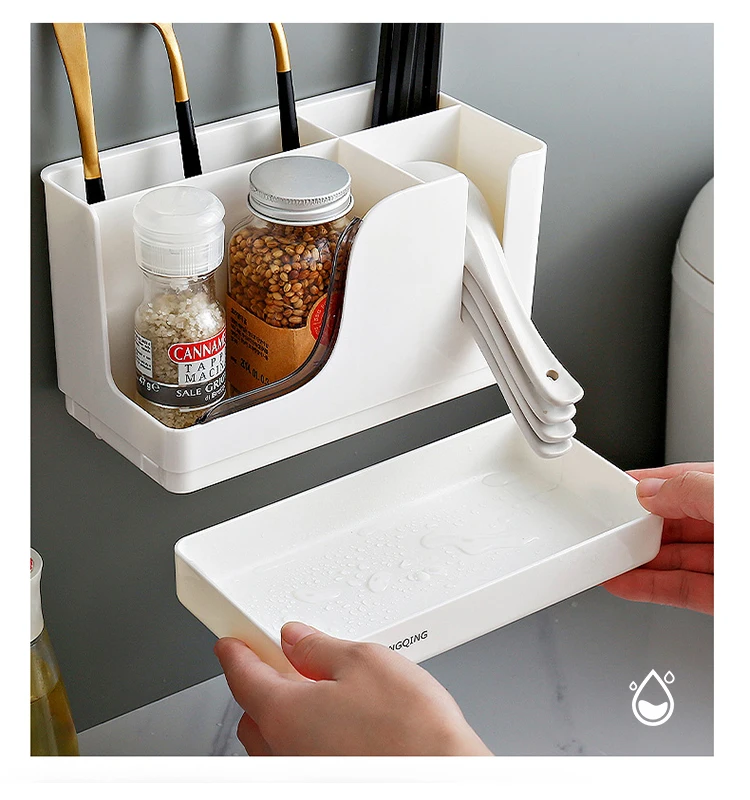 Four grid kitchen tableware holder spoon organizer knife and fork storage rack