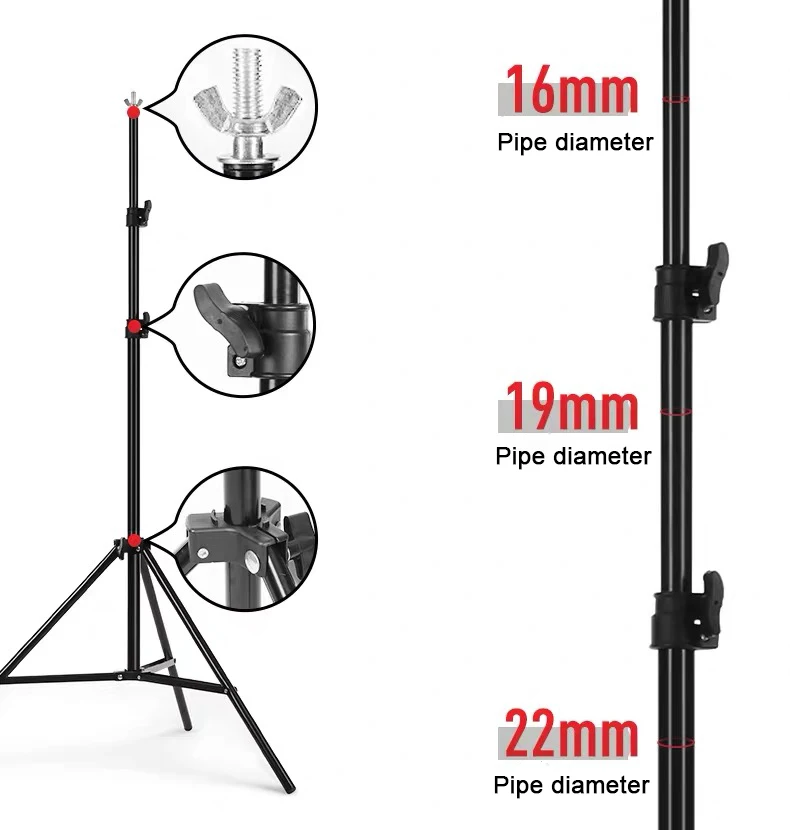 Photo Video Studio Background Backdrop Stand Kit Photography Support System With 3 Muslin