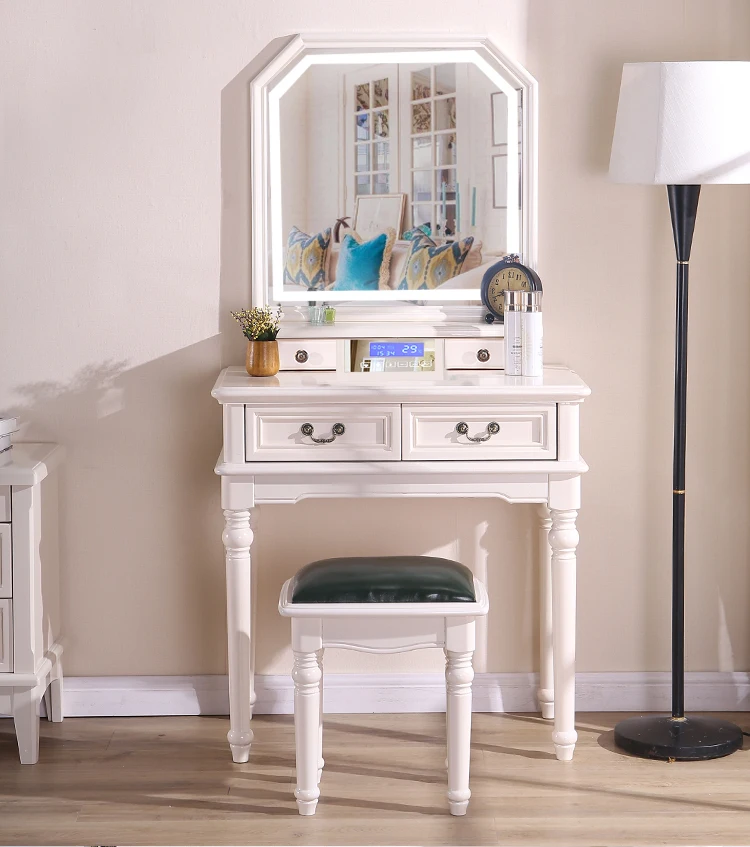 Modern Design Wood Bedroom Furniture Vanity Dressing Table Makeup for girls Practical Desk With LED Mirror