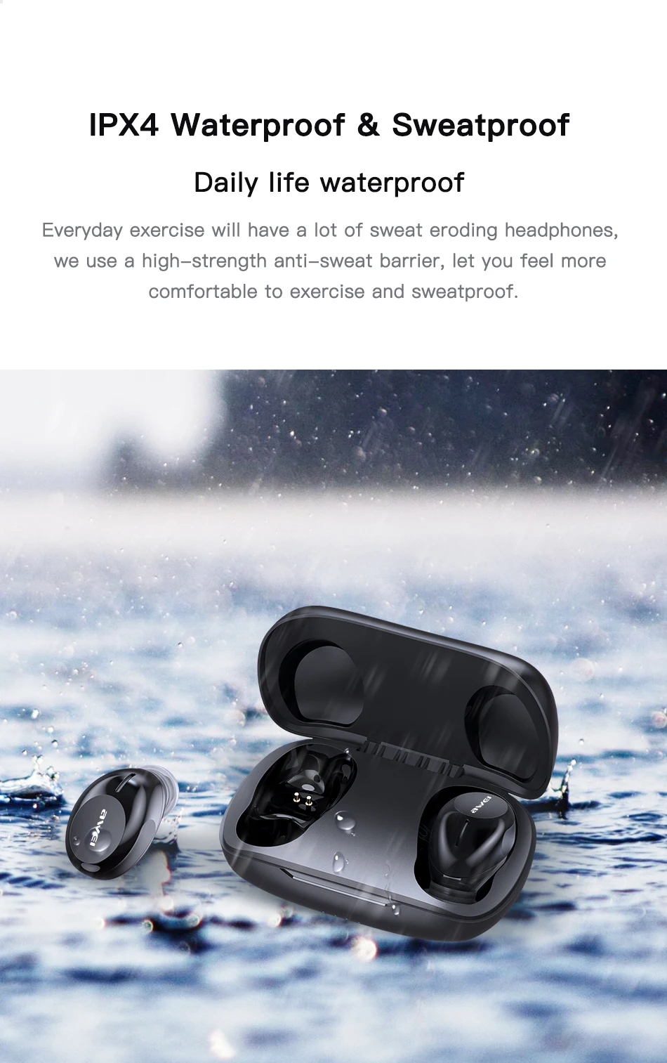 New Arrival AWEI T20 TWS Ear phone True wireless bluetooth headphone mobile earphone wholesale