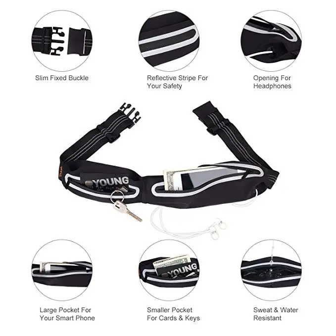 Hot sale Light fashion Running Pouch Belt, Reflective Runners Belt Waist Fanny Pack