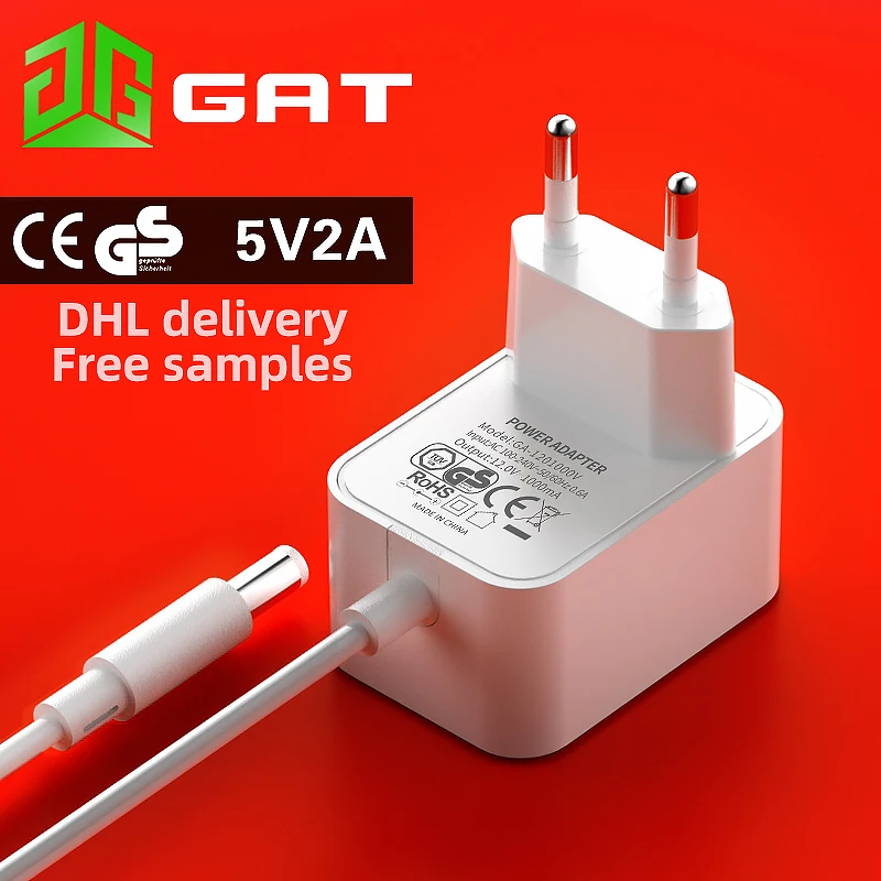 
5V 2A power adapter European standards CE GS RoHS certification EU 10W high quality fireproof material universal DC adapter 