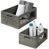 set of 2 factory dark gray nesting organizer touched wooden box crate