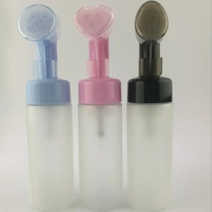 Black With Pink Silicone Brush Head Foam Pump Bottle Dispenser Spray