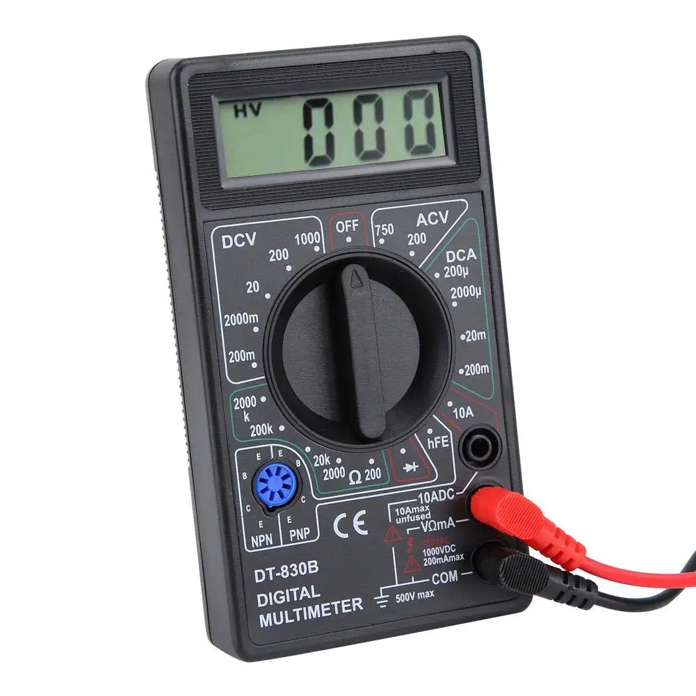 ADSRO XL830 Digital Multimeter Voltmeter Thermometer Ammeter Ohmmeter Volt AC DC Tester Meter with hFE Backlight w/Diode and Continuity Test 
