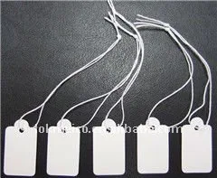 100 White SWING TAGS Silver Edge White Oblong  Jewellery Pricing 22 x 13mm 