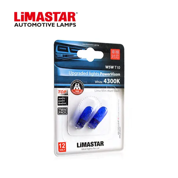 Limastar W5WBV T10 12V 5W wedge Original glass blue side light lamp for car