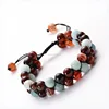 Men Natural Lava Stone Handmade Rainbow Double 7 Chakra Custom Women Beaded Bracelet Jewelry